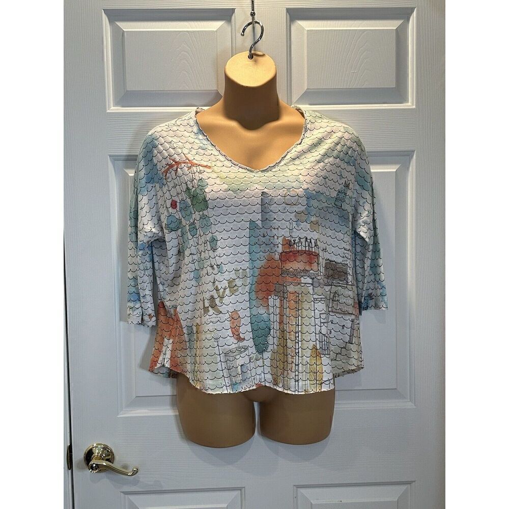 ATELIER 5 By Gozde Yilmaz 3/4 Sleeve  Lightweight Sweater Beach Ocean Theme S